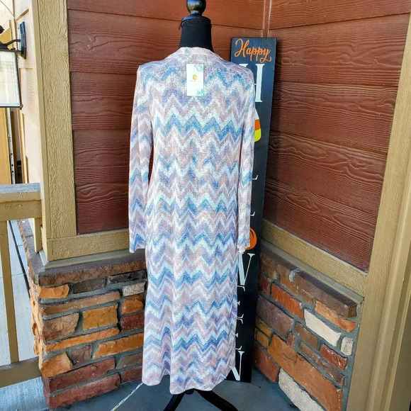 NWT Amelia James Size Medium M Pastel Chevron Duster Cardigan - Picture 10 of 12